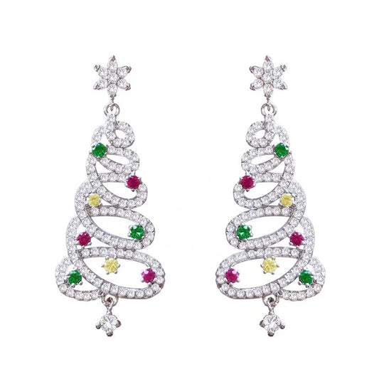 Christmas Tree Rhinestone Earrings
