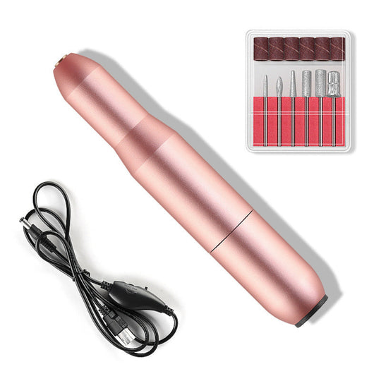 Compact Electric Nail File | 6-Head USB Manicure & Pedicure Tool