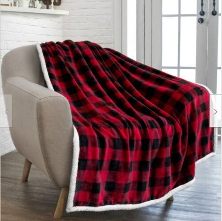 Red Plaid Flannel Blanket | High-Stability Thermal Wool-Touch Wrap