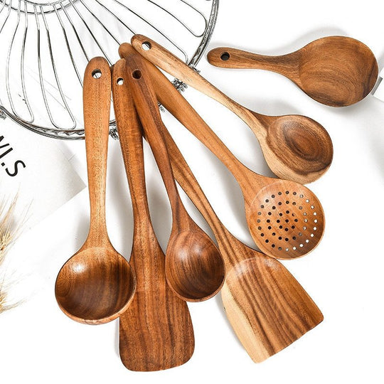Teak Natural Wood Tableware | Handcrafted Kitchen Tool Set