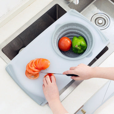3-in-1 Folding Chopping Board | Detachable Sink Drain Basket