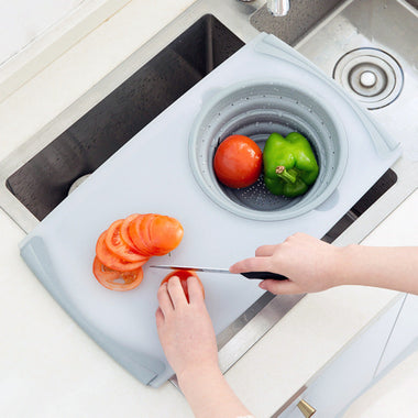 3-in-1 Folding Chopping Board | Detachable Sink Drain Basket