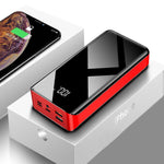 High-capacity 30000mAh power bank with LCD display, compatible with all devices and sleek design.