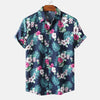 3D printed summer casual men's shirt with blue floral pattern, perfect for street fashion and travel.