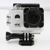 4K waterproof sport camera with LCD screen and wide-angle lens, designed for water sports up to 30 meters.