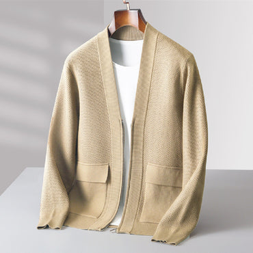 Men’s Knitted Wool Cardigan | Zippered Cashmere-Blend Thermal Hub