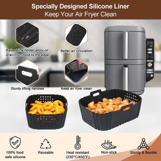 Dual-Tier Air Fryer Silicone Liner | Heat-Resistant Non-Stick Baking Basket