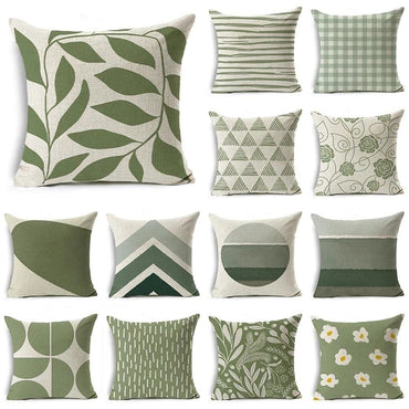 Green Geometric Cushion Cover | High-Stability Green Print Decorative Shield