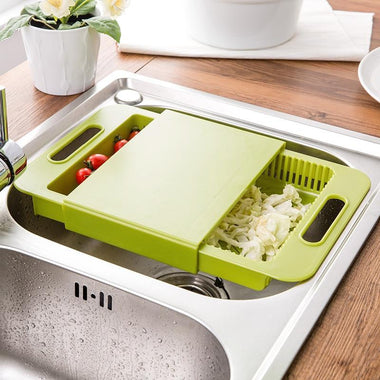 Over-Sink Cutting Board | Multifunction Chopping Block & Drain Basket