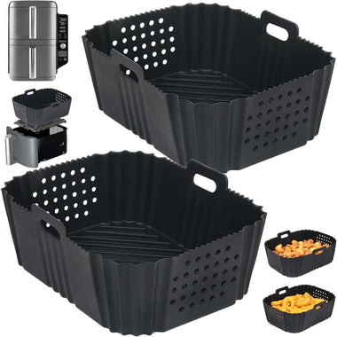 Dual-Tier Air Fryer Silicone Liner | Heat-Resistant Non-Stick Baking Basket