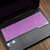 ASUS Flight Laptop keyboard protective film cover in purple silicone on 15.6-inch laptop, showcasing vibrant design.