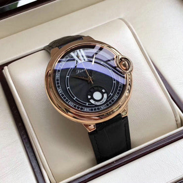 Stainless Steel Balloon Watch | 42mm Leather Strap & Mechanical Movement