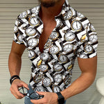 Men's casual summer shirt with clock print, perfect for leisure outings and stylish summer wear.