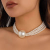 Multi-layer ball pendant necklace with imitation pearls, perfect for hip hop style and elegant looks.