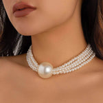 Multi-layer ball pendant necklace with imitation pearls, perfect for hip hop style and elegant looks.