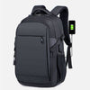 Men's black double-shoulder backpack, made of nylon, featuring urban simplicity design and USB charging port.