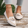 Fashion pointed toe bow flat shoes for women, breathable slip-on shoes, summer style with woven design.
