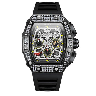 Steel Diamond Mechanical Watch | 15mm Multi-Function Automatic Timepiece