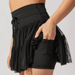 High-Waisted Lace-up Sports Skirt with Anti-Exposure Safety Pants, Summer Fashion Pleated Skirt for Women