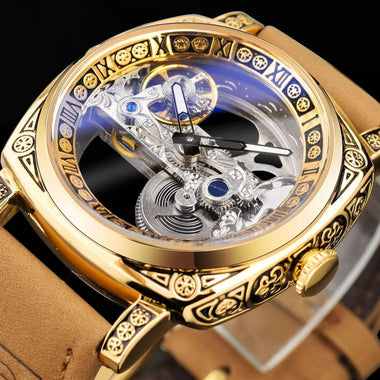 Square Hollow Automatic Watch | Kinetic Mechanical Skeleton Dial