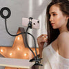 LED selfie ring light with a smartphone holder, ideal for adjustable makeup lighting.