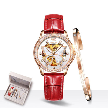 Luxe Automatic Mechanical Watch | 35mm Glossy Jewelry & Gift Set