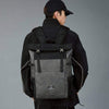 Large capacity roll-up backpack in gray, unisex design, suitable for daily use and waterproof.