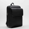 Men's black PU backpack for travel and commuting, waterproof with spacious 20-35L capacity, stylish and functional.