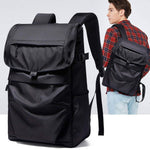 Men's casual black business backpack, large capacity, ultra-light nylon, ideal for travel and leisure.