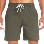 Men's green casual sports shorts with drawstring, perfect for beach vacations and swimming.