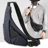 Men's Fashion Casual Fit Anti-theft Chest Bag in gray and black, stylish design with waterproof functionality.