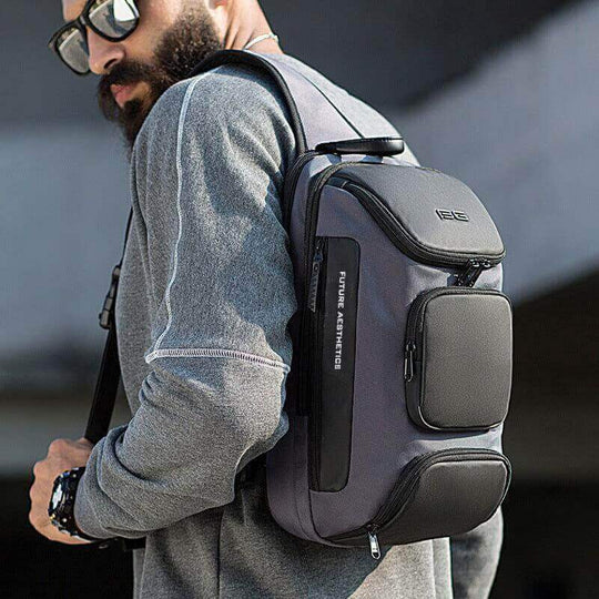 Stylish men's casual shoulder bag in gray, perfect for daily wear, made of durable Oxford cloth.