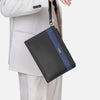Men's fashion business briefcase in black and blue, stylish design, perfect for professional travel and daily use.