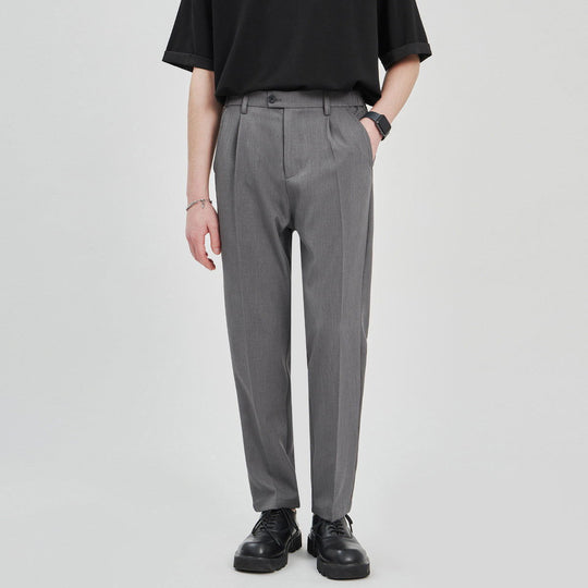 Men's Loose Cotton Casual Straight-leg Suit Pants