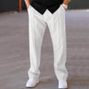 Men's casual loose straight trousers with drawstring design, featuring a slightly elastic fabric and comfortable fit.