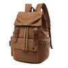 Stylish brown canvas travel backpack with adjustable straps and front pocket, ideal for leisure and daily use.