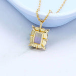 Octagonal geometric pendant featuring purple and yellow crystal inlay, crafted from S925 silver.