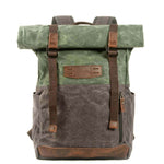 Khaki and green outdoor hiking backpack for students, lightweight, waterproof, durable design, suitable for leisure travel.