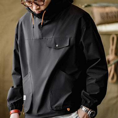 Outdoor Multi-pocket Hooded Jacket Windproof Baggy Coat