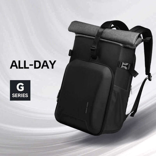 Outdoor photography multifunctional waterproof black and gray computer backpack with all-day design.