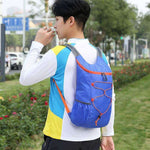 Outdoor waterproof blue backpack for biking and travel, designed for both men and women, perfect for outdoor sports.