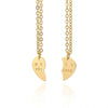 Gold plated best friend necklace with two petal pendants, featuring 'BEST' and 'FRIENDS' engravings.