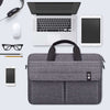 Dark gray portable laptop shoulder bag with multiple pockets, perfect for notebooks and tablets, stylish and functional.