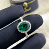 S925 Sterling Silver Big Diamond Oval Diamond Surround Row Diamond Ring 3 Karat