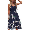 Stylish floral navy dress with a V-neckline and irregular hem, perfect for summer occasions. Boho printed tube top maxi dress vibe.