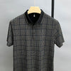 Summer Thin Section Traceless Shirt Collar Plaid Printed Clothing For Middle-aged Dad Half Sleeve Polo Shirt