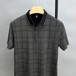 Summer Thin Section Traceless Shirt Collar Plaid Printed Clothing For Middle-aged Dad Half Sleeve Polo Shirt