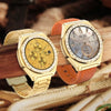 Luxury business style men's and women's watch featuring gold and orange straps with smartwatch functions.