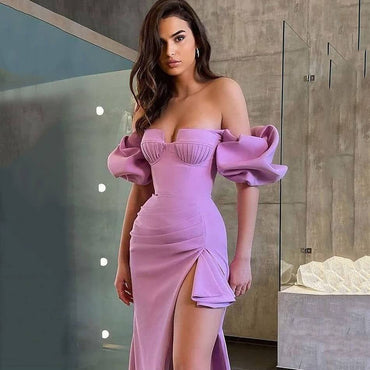 Puff-Sleeve Ruffle Bandage Dress | High-Tension Structural Social Mini Skirt
