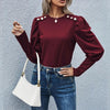 Women's Fashion Slim T-Shirt Round Neck Solid Color